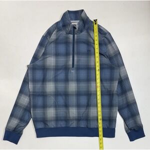 Travis Mathew Quarter Zip Plaid Blue Men's Size Large Performance‎ Poly Spandex